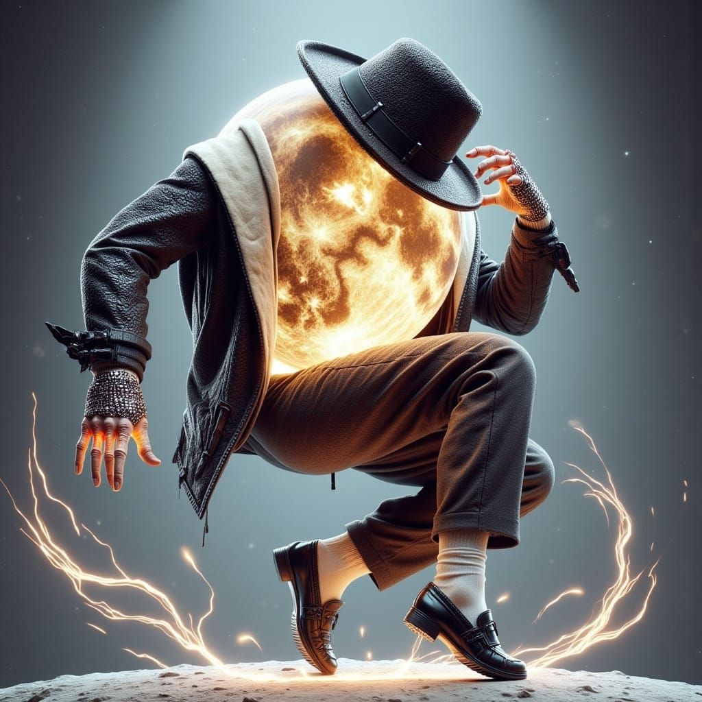 Glowing Lunar Crooner in Shimmering Attire