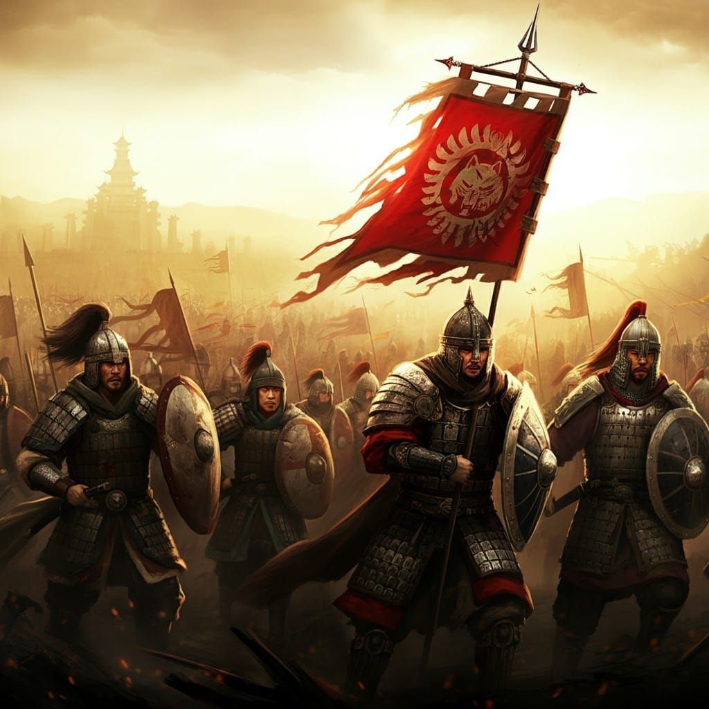 Warriors Charge Under Baying Hound Banner