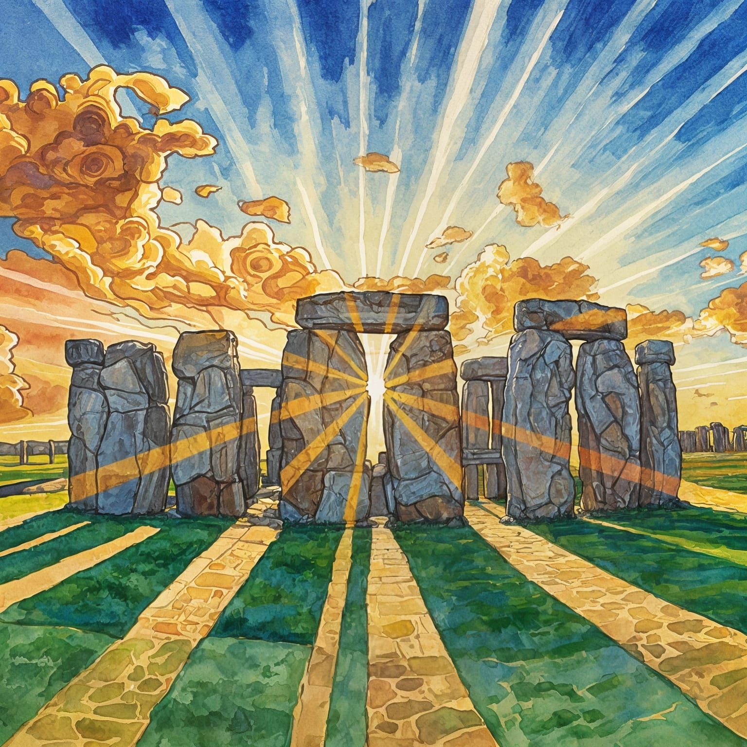 Modern Stone Henge in Bright Ambient Light