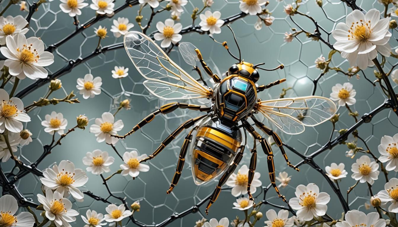 High-Tech Robotic Mech Bee on Circuit Flower
