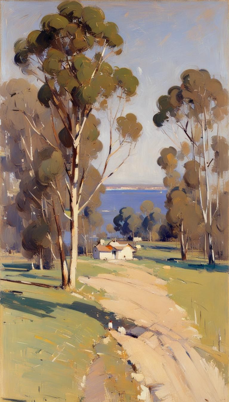 Landscape in Impressionist Style Bathed in Light