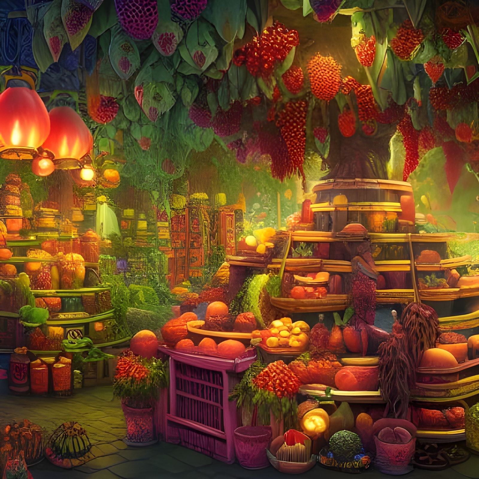 Magic Fruit Store in Detailed Fantasy Style