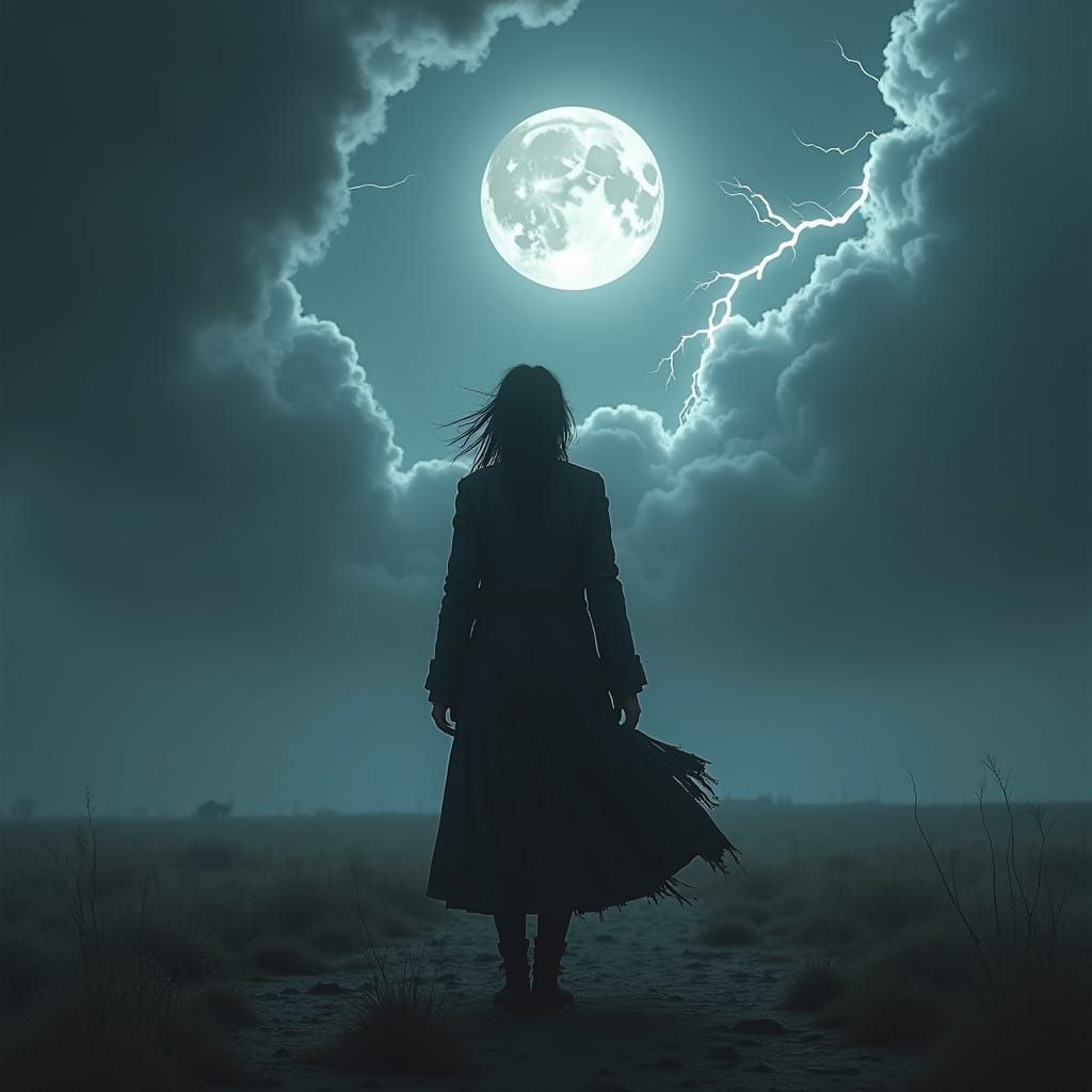 Woman Stands Alone in Haunting Futuristic Landscape