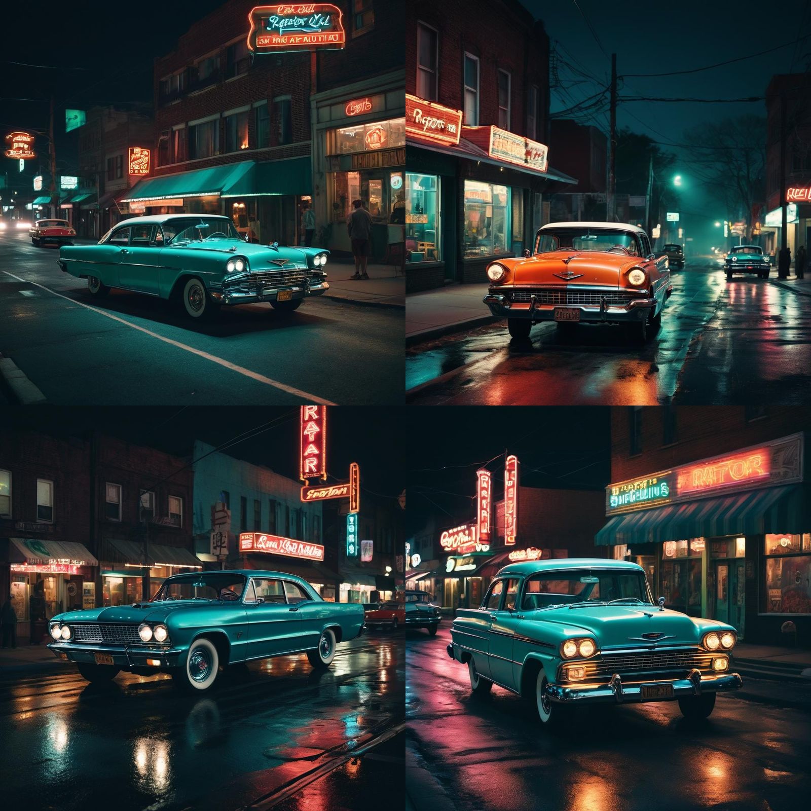 1950s Cruising: Neon Nights and Classic Cars