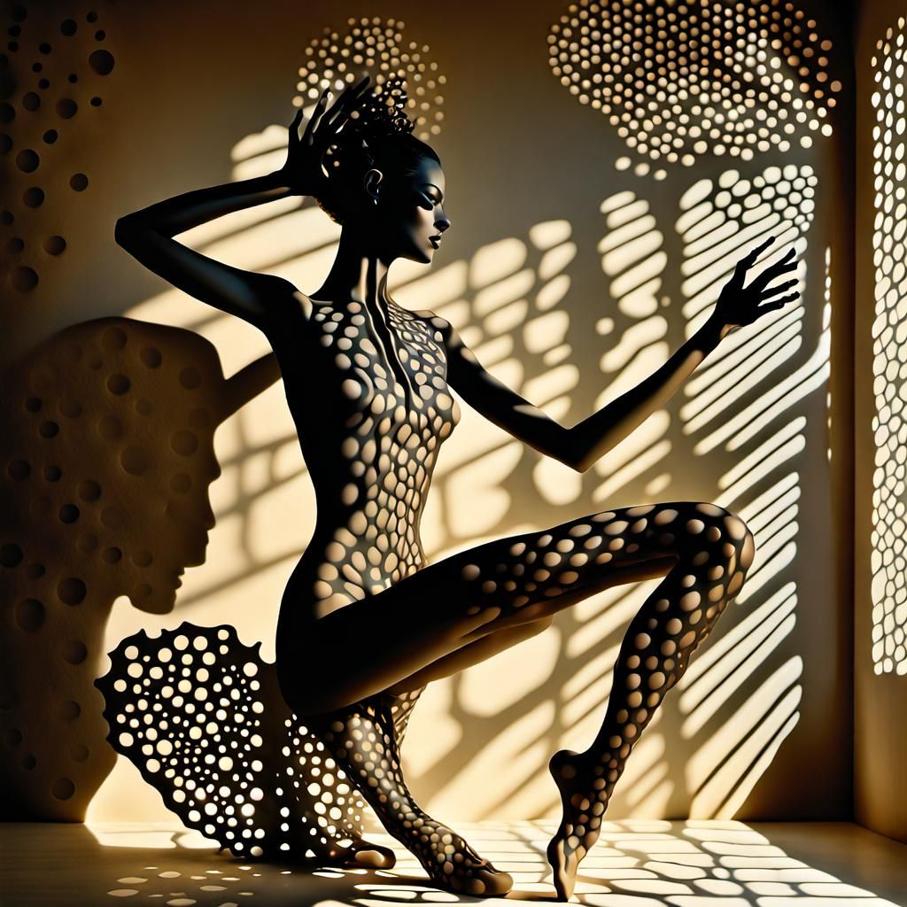 Surreal Ballet Dancer with Intricate Shadows and Textures