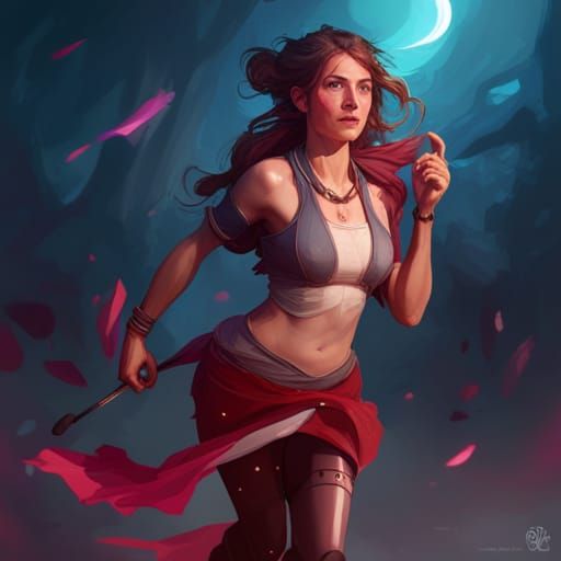 Hyperdetailed Portrait of Running Girl in Dynamic Lighting