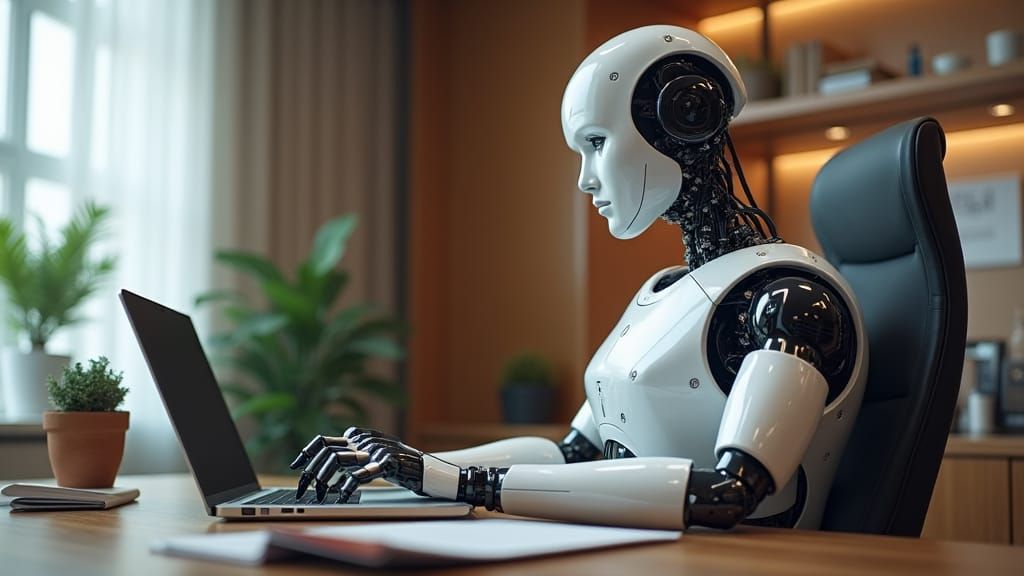 AI Robot CEO in Fancy Office