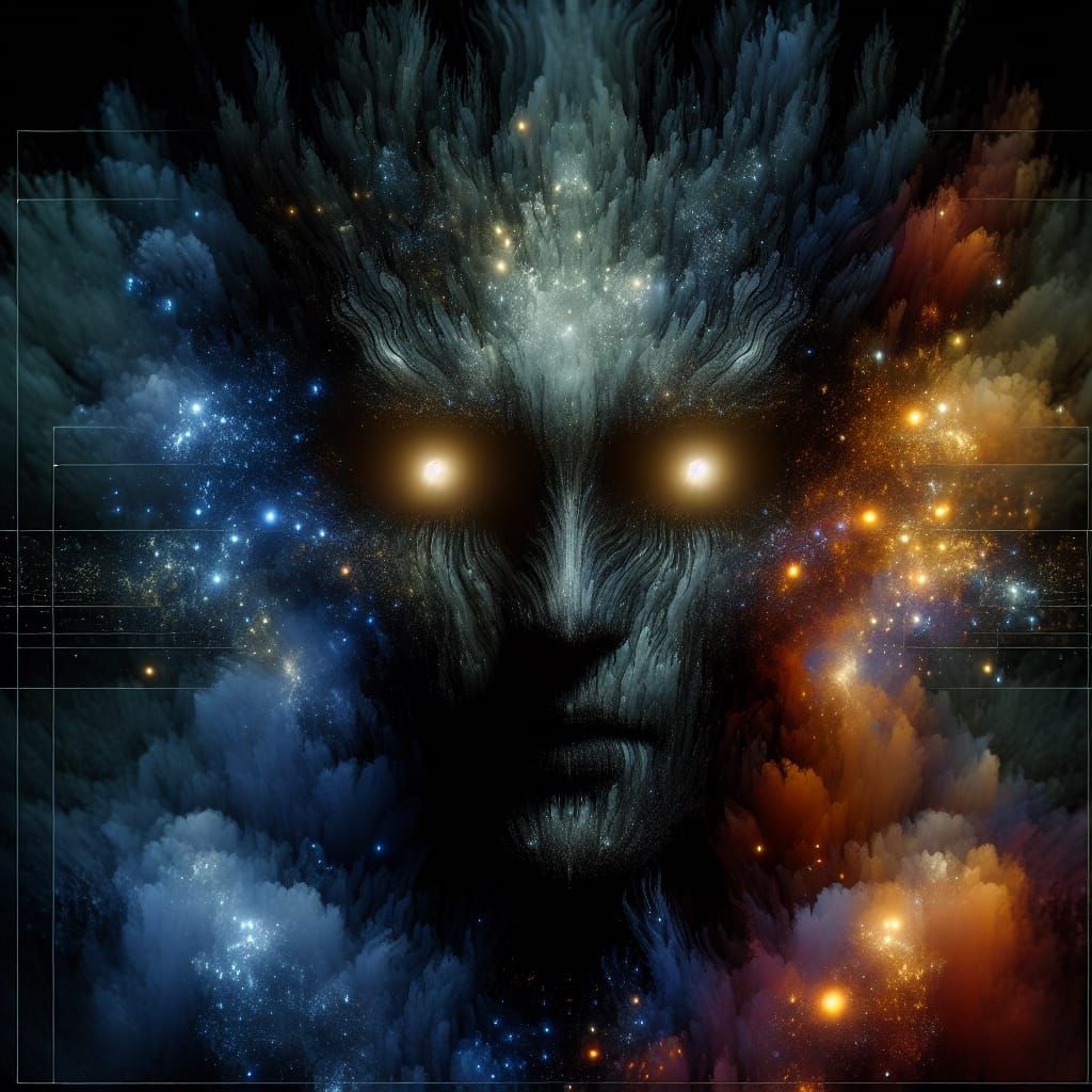 Shadowy Figure with Luminous Eyes, Matte Painting