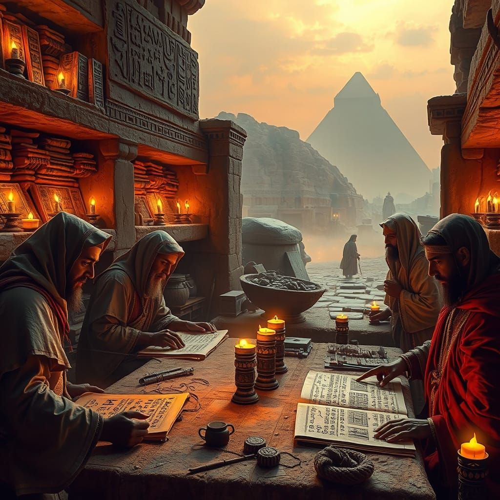 Ancient Scribes Teach Cuneiform in Mystical Ziggurat Setting