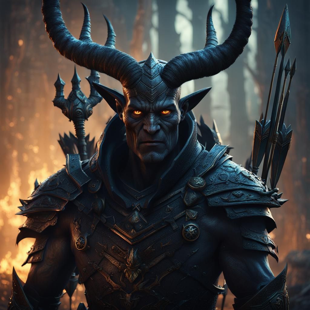 Shadow Creature with Horns: Detailed Matte Painting