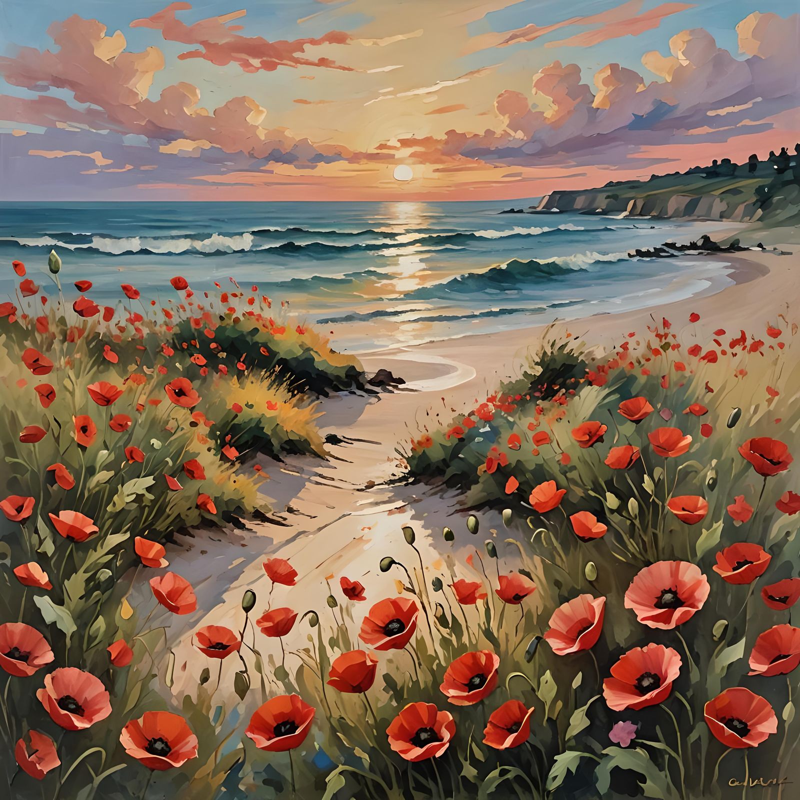 Poppy flower beach