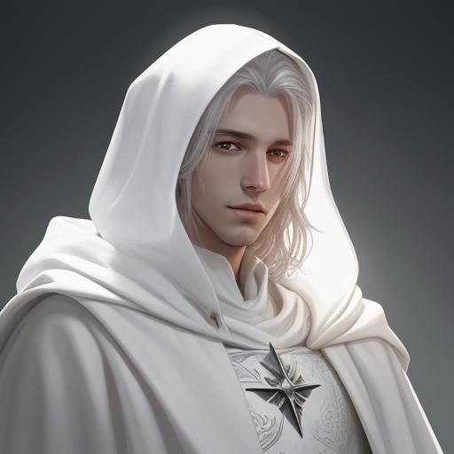 Aasimar Cleric of Light Portrait in White