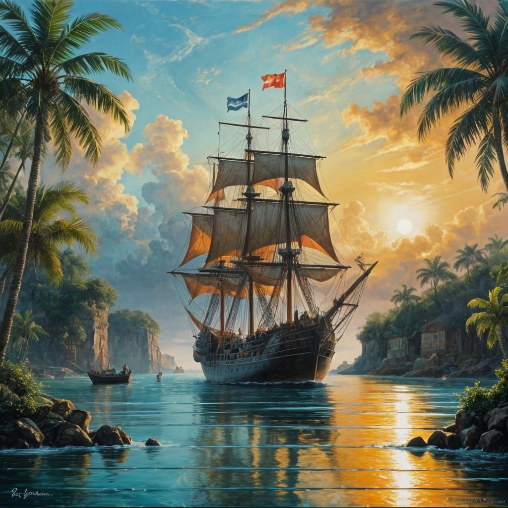 Dutch Ship Docks in Recife: Baroque Maritime Painting