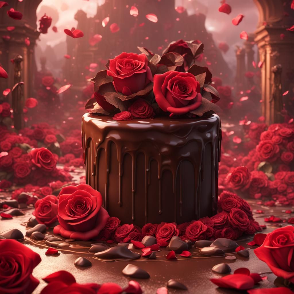 Valentine's Chocolate and Roses: Detailed Matte Painting