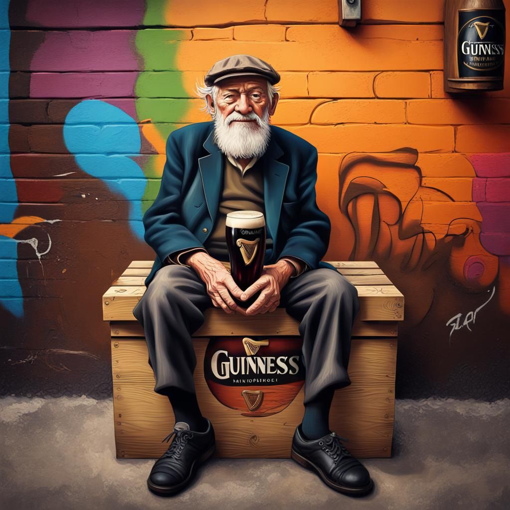 Lonely Man's Guinness: Hyperrealistic Splash Art