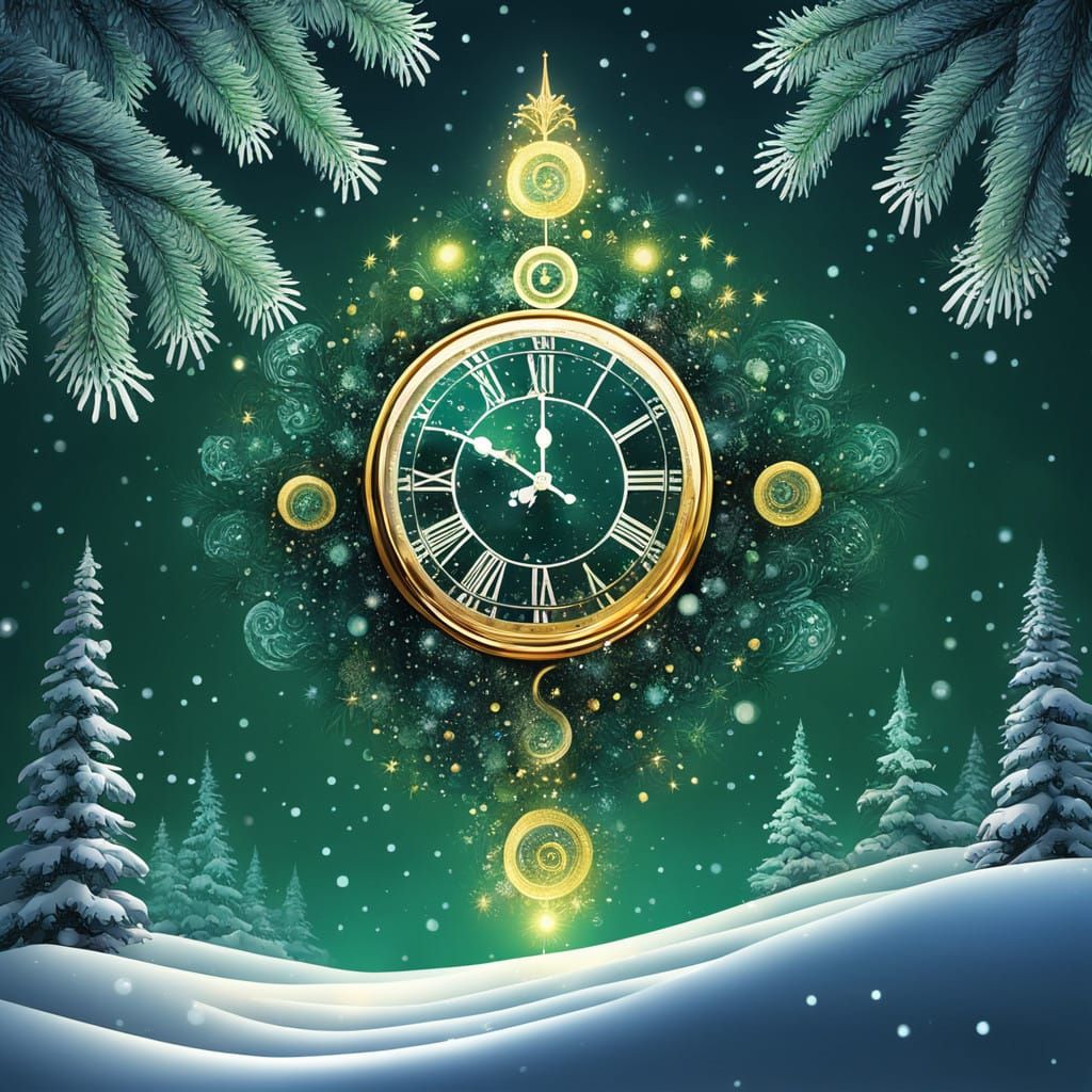 Whimsical Nighttime Scene Under a Sparkling Spruce