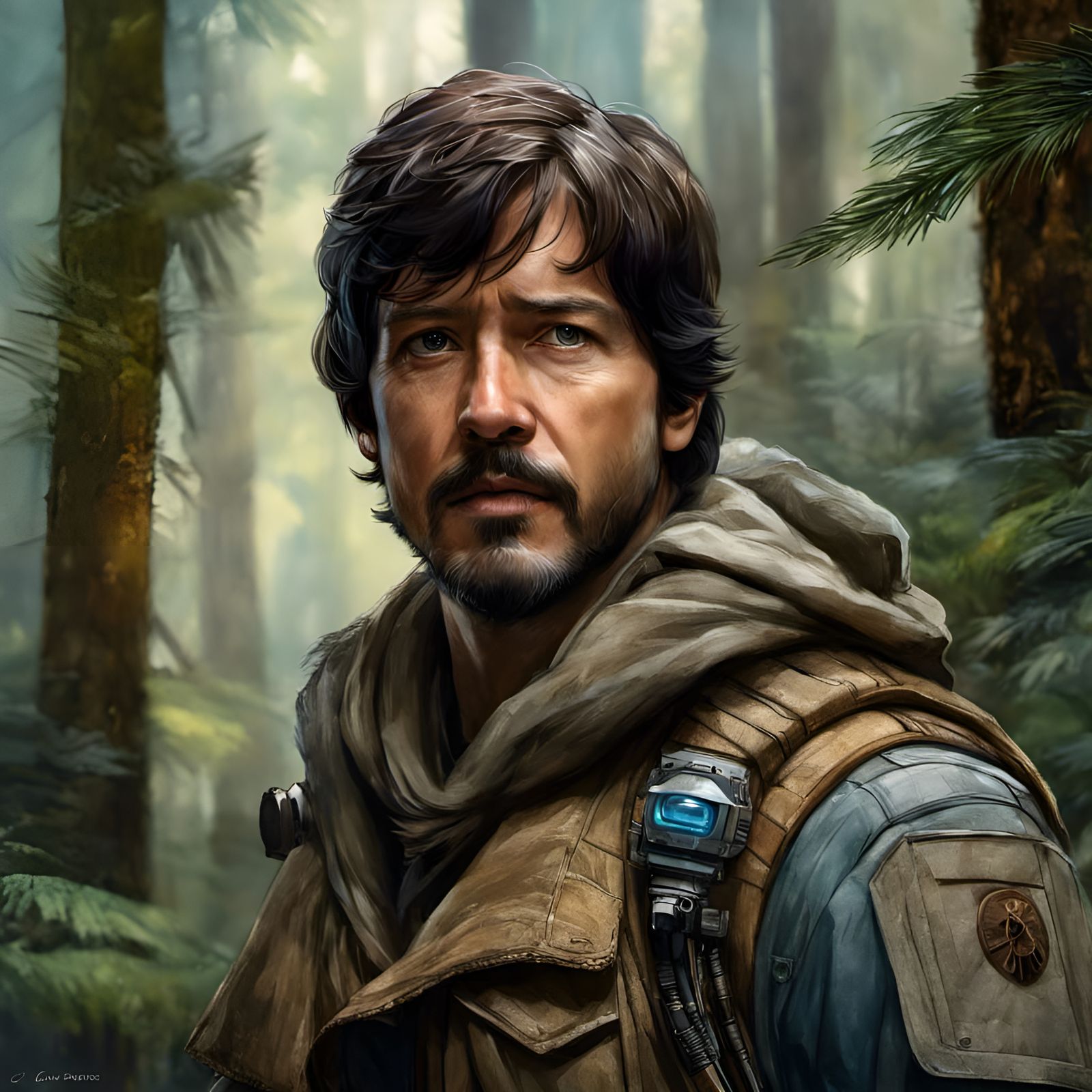 Cassian Andor Portrait on Endor, Digital Art