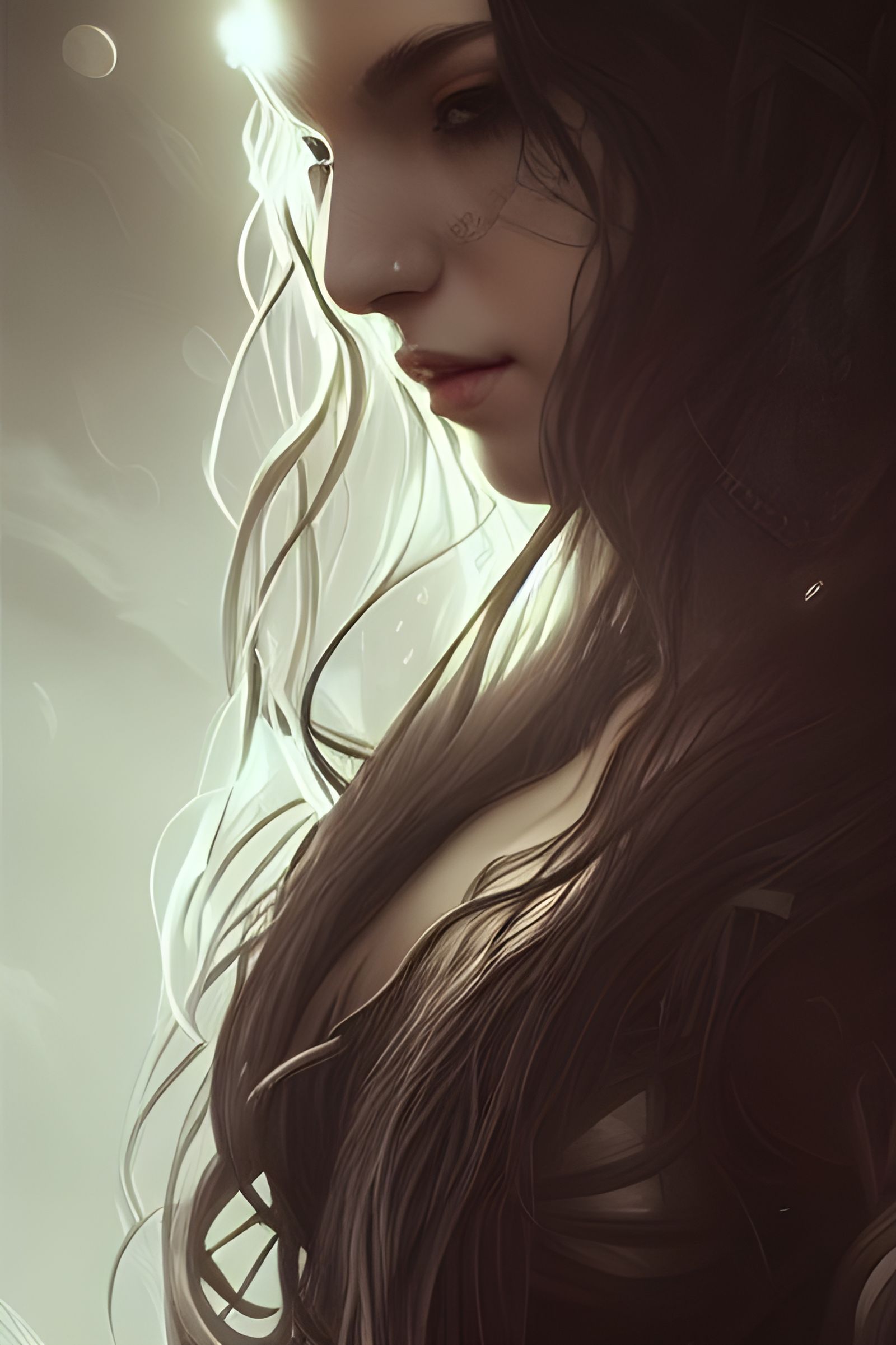 Elegant Goddess Portrait in Digital Illustration Style