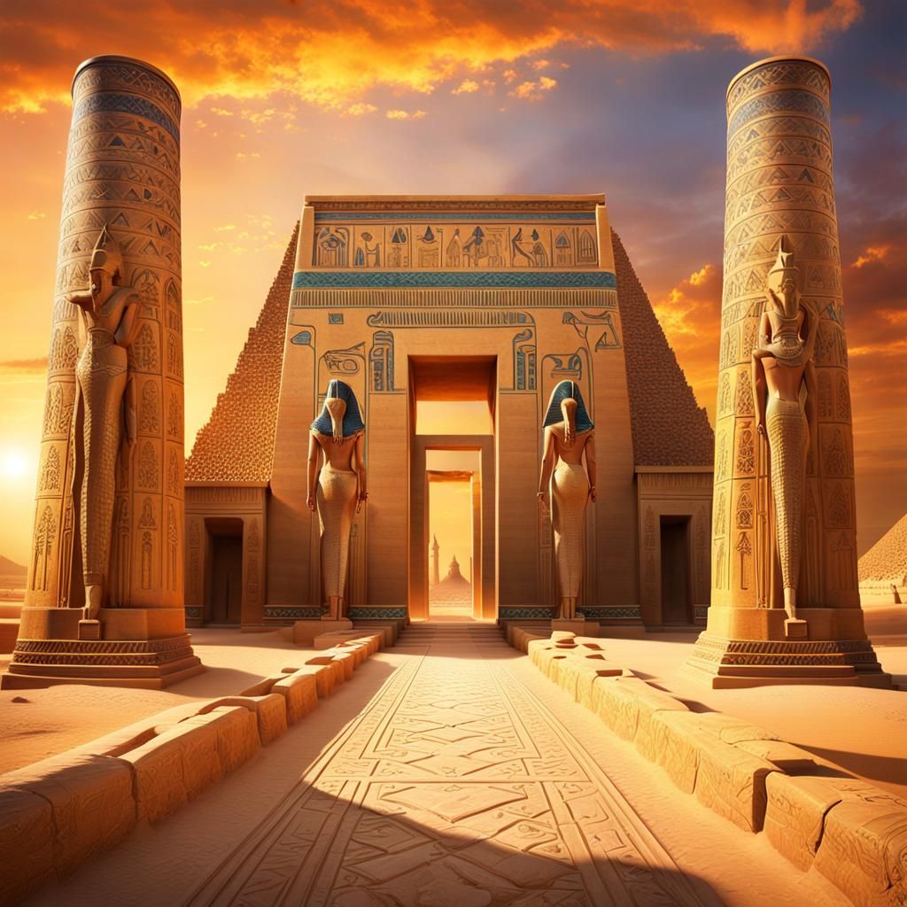 A path immerses us in the captivating majesty of Ancient Egy...