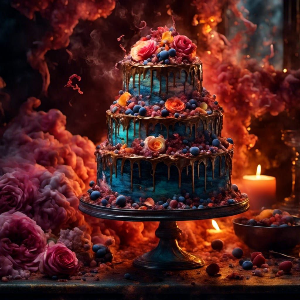 Appetizing Cake with Luminous Layers in HDR