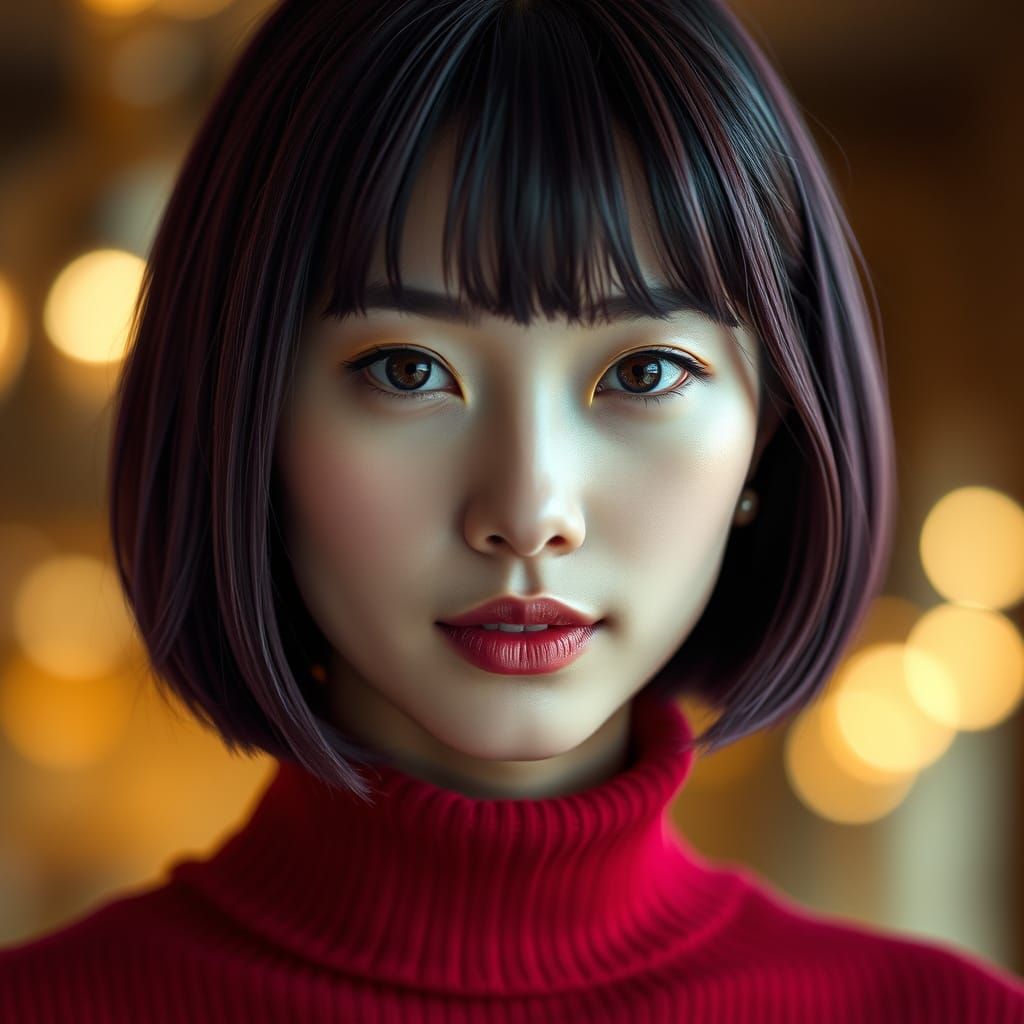 Hyperrealistic High-Fashion Portrait of a Young Asian Woman