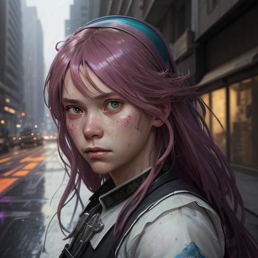 Lost Figure in Cityscape, Digital Art Portrait