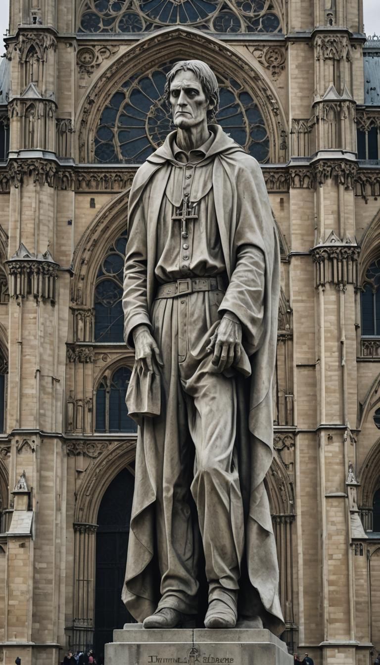 Hyperrealistic Quasimodo at Notre Dame Cathedral