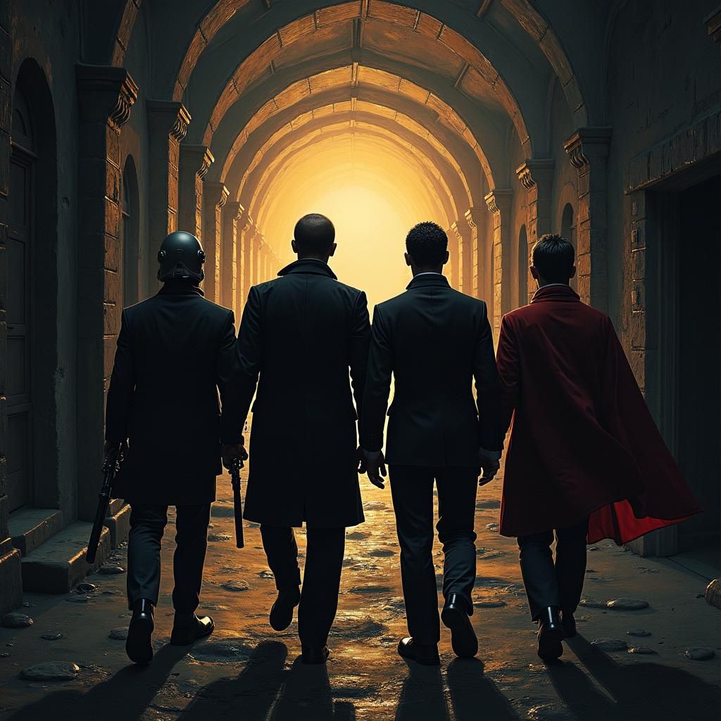 At midnight all the agents and the superhuman crew / Go out ...