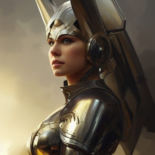 Armored Valkyrie Portrait in Hyperdetailed Style