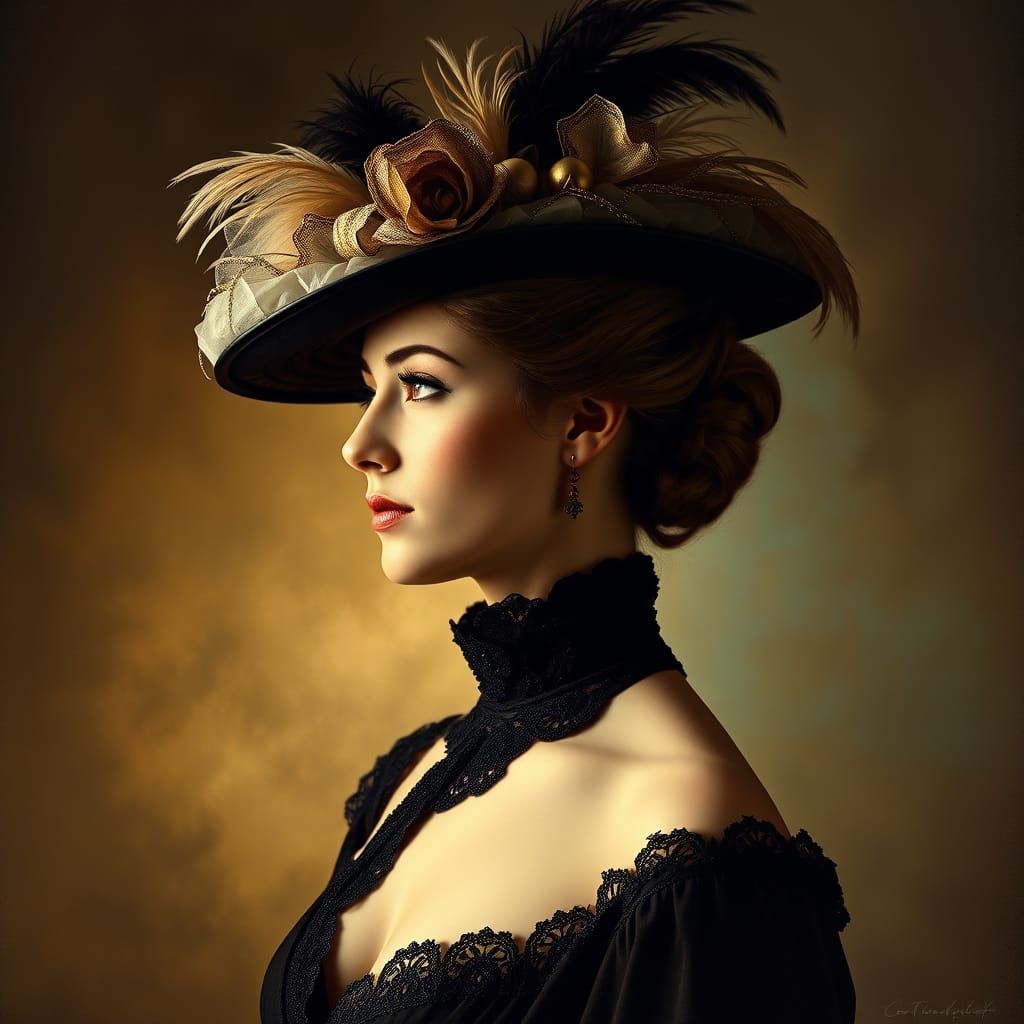 Elegant 19th-Century Woman in Regency Style Portrait