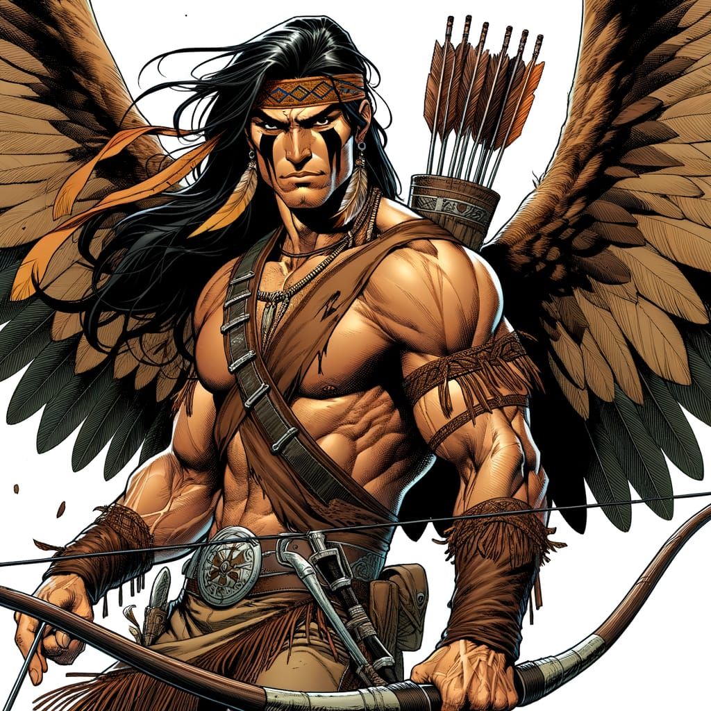 Native Warrior with Eagle Wings