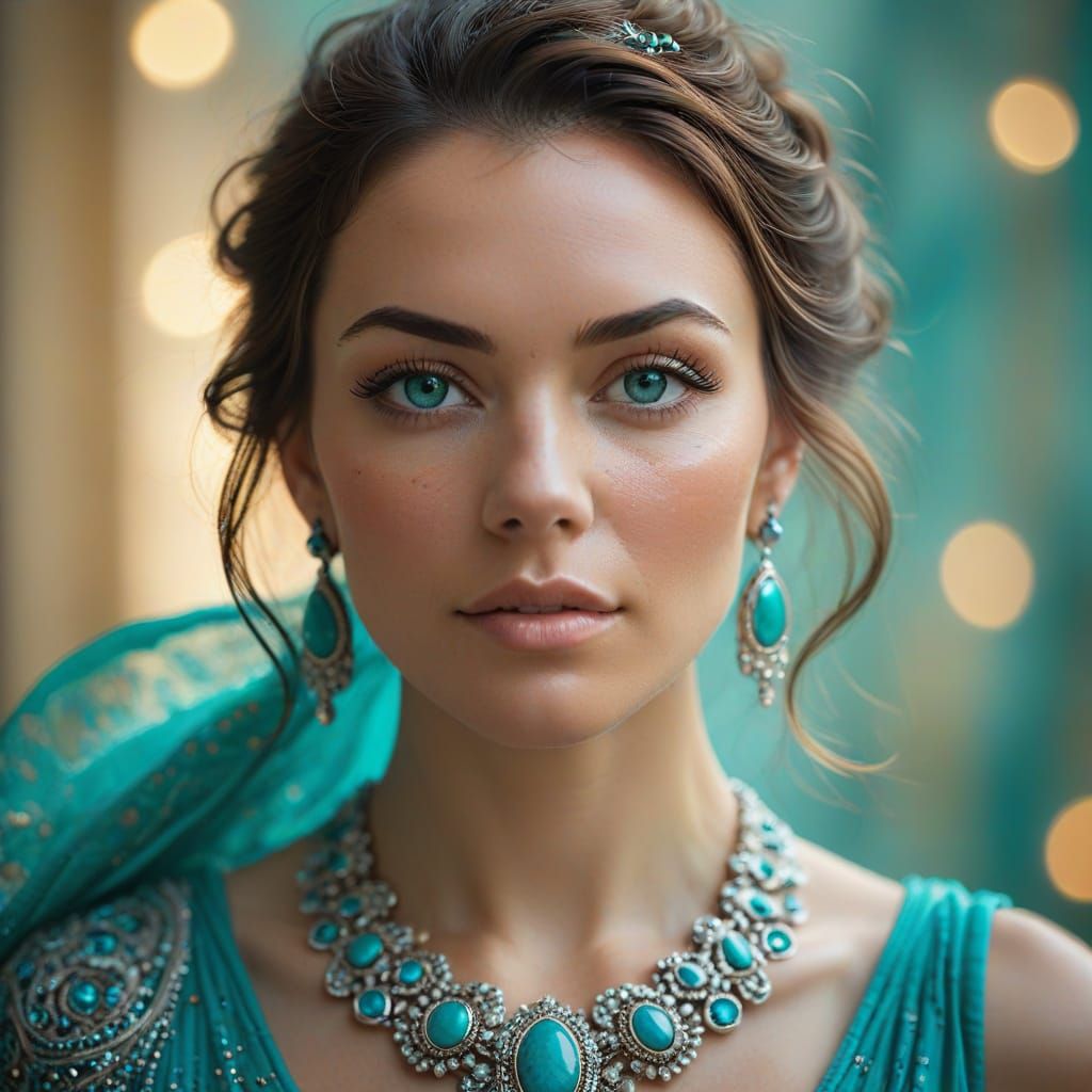 Woman in Turquoise Jewelry, Portrait Photography
