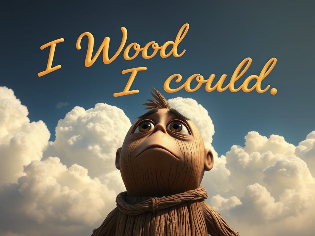 CGI Log Character Gazing Skyward in Digital Painting
