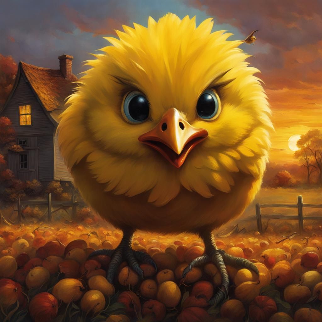 Angry Anthropomorphic Chick in Burton-esque Horror Style