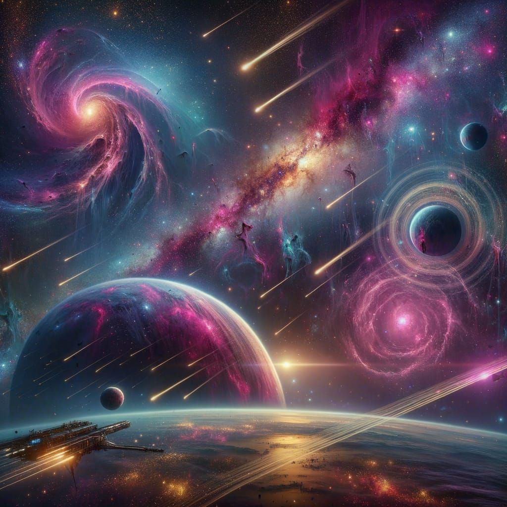 Ethereal Cosmic Landscape in Vibrant Hues