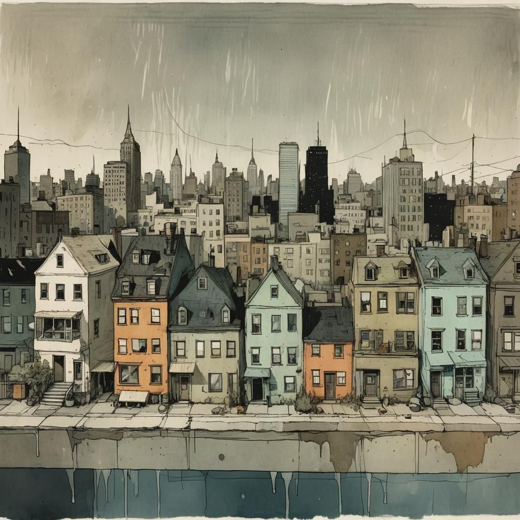 Angels on a Windowsill: Naive Cityscape Sketch