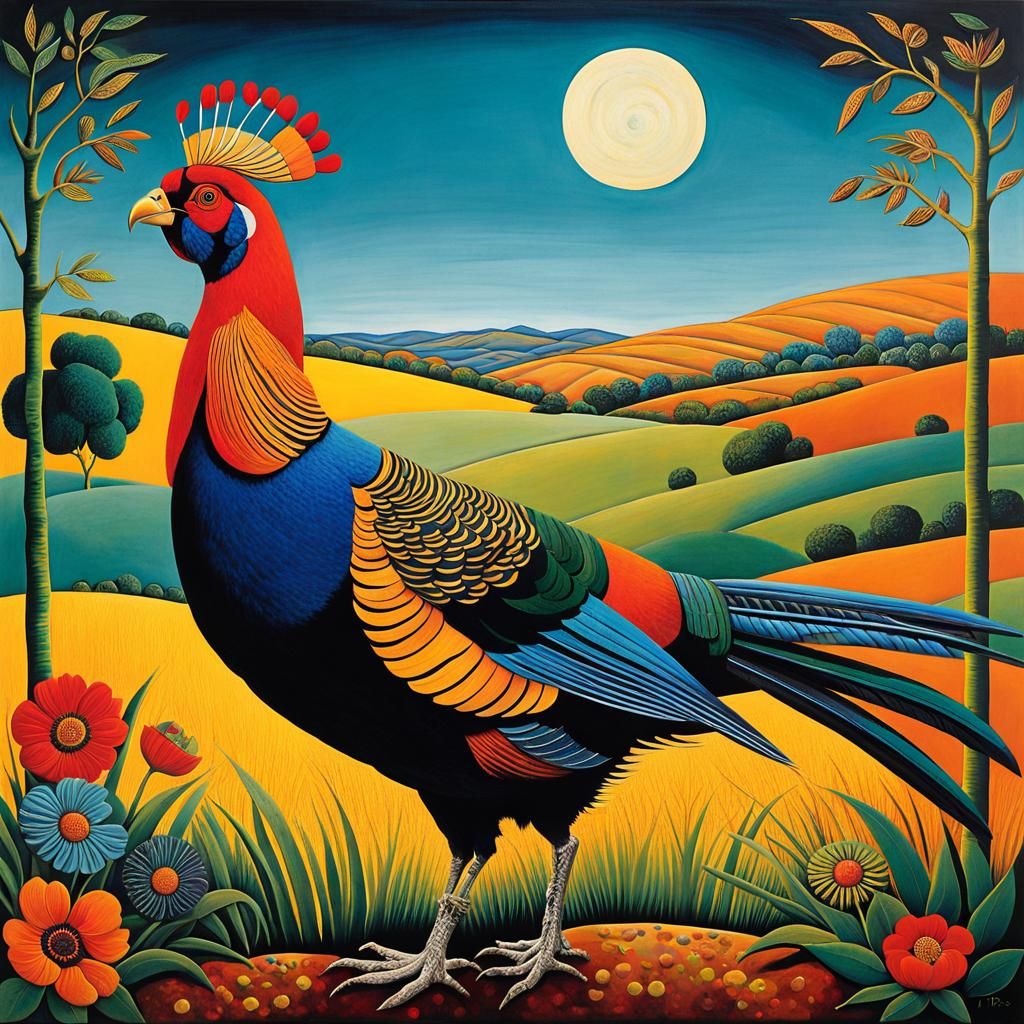 Golden Pheasant in Surreal Zentangle Style