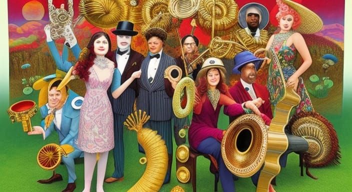 Vivid Ragtime Band in Fluid Gouache Style