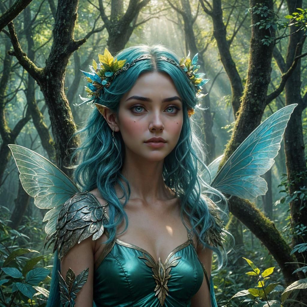 Forest Fairy in Anime Style, Digital Art