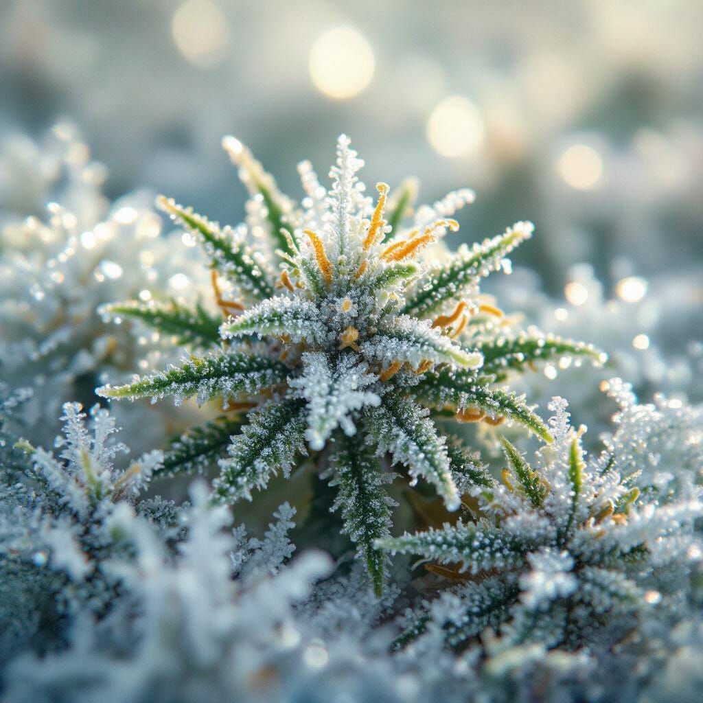 Ultra-Realistic Cannabis Ice Macro Shot