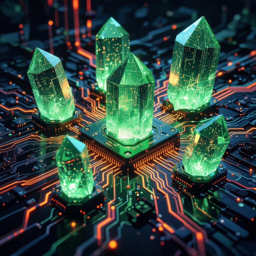 Luminous Crystal Motherboard with Embedded Circuits