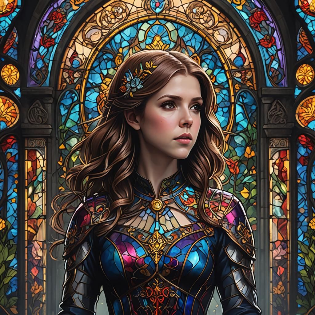 Stained Glass Portrait of Anna Kendrick