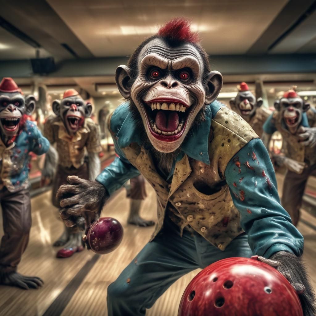 Zombie Monkey Monster Clowns Bowling Maniacally