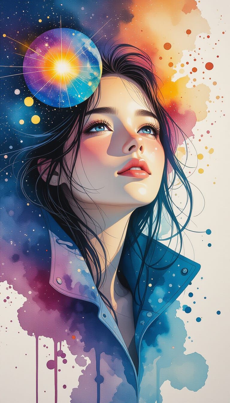 Time Traveler: Watercolour Fantasy Digital Painting