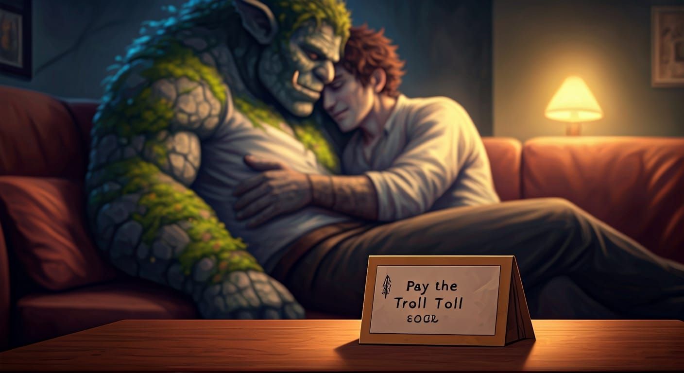Troll Couple's Tender Moment in Anime Style