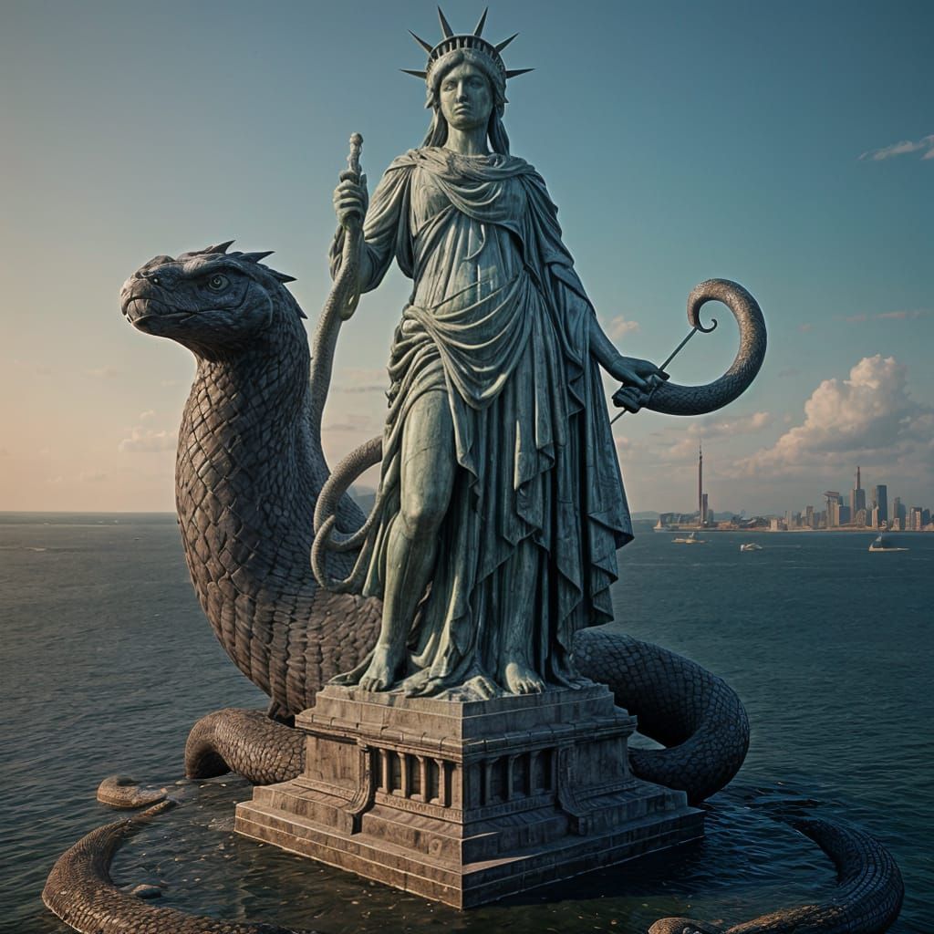 Statue of Liberty with Cobra: Detailed Matte Painting