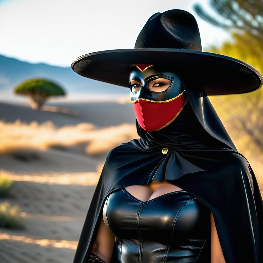 Dashing Female Vigilante in Black Costume