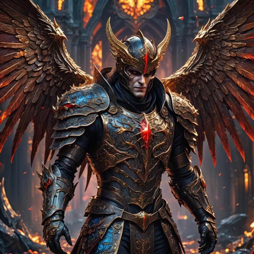 Armored Vampire Prince with Wings in 8K