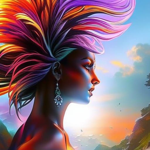 Hyperrealistic Blacklight Splash Art Portrait