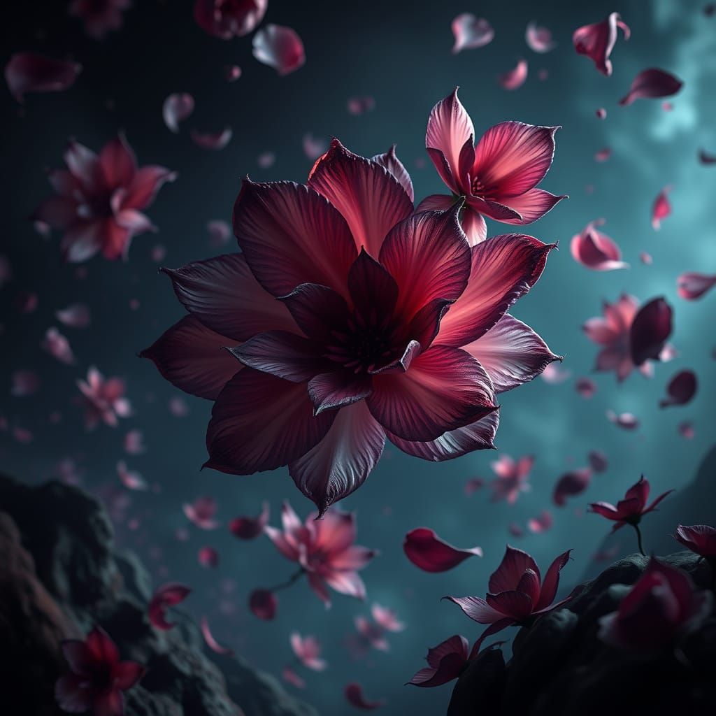 Ethereal Fractal Blooms in Dark, Moody Dreamscape